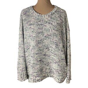 Cable & Gauge White and Purple Knit Sweater